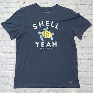 Life is Good Men's "Shell Yeah" Crusher Tee – Darkest Blue (Size M)